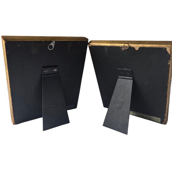 Vintage Gold Set of Two Flowers/Botanical in Vase Louise Biron picture W-21 - Picture 6 of 6